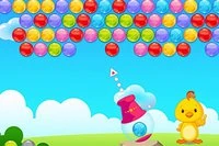 Sevimli sarı kuş tüm baloncukları temizlemeli