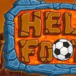 Turuncu zeminde taş çerçeve içine yerleştirilmiş kalın kahverengi harfler ve futbol topu, üstünde bir kafatası ile tasvir edilmiştir