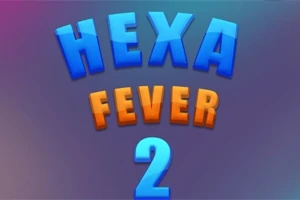 Renkli arka plan üzerinde büyük mavi ve turuncu harflerle HEXA FEVER 2 yazısı