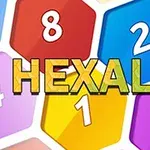 Renkli altıgen bloklar üzerinde farklı sayılar ve HEXALAU yazısı bulunan grafik