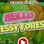 Yeşil bir ormanın içinde büyük HELLO MESSY FOREST yazısı ve bir oyun başlatma simgesi