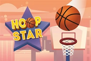 Basketbol topunun potayı hedef aldığı bir sahnede, arka planda büyük bir yıldız ve Hoop Star yazısı