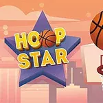 Basketbol topunun potayı hedef aldığı bir sahnede, arka planda büyük bir yıldız ve Hoop Star yazısı
