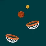 Turuncu bir basketbol topu ve iki adet çemberin yanında altın bir jeton