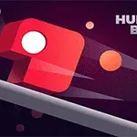 Kırmızı ve beyaz bir kutu, şerit üzerinde hareket ederken arka planda Hungry Box yazısı bulunan grafik tasarımı