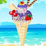 Dondurma topları, rengarenk dondurmalı milkshake ve buzlu şekerden oluşan canlı bir tatlı karışımı