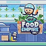 Çizgi tarzında çizilmiş bir fabrika içinde sebzelerle çalışan figürler ve üzerinde Food Empire Inc