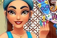Jasmine kostüm ve yüz boyama yarışmasına hazırlanıyor