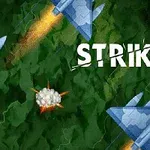 Yeşil arka planda mavi uçaklar ve patlama etkileri göze çarpıyor, STRIKE yazısıyla tamamlanıyor