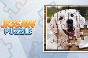 Mutlu bir köpeğin görselinin olduğu bir yapboz