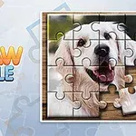 Mutlu bir köpeğin görselinin olduğu bir yapboz