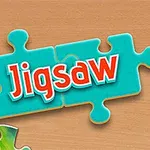 Turkuaz bir yapboz parçası üzerinde Jigsaw yazısı ve köşelerde renkli yapboz parçaları