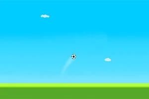 Mavi gökyüzünde, yeşil çimenlerin üzerinde havada süzülen bir futbol topu ve birkaç beyaz bulut
