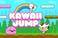 Kawaii Jumpta, yukarıya zıplayan sevimli mor bir slimeı kontrol et