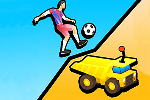Futbol topuyla top sektiren bir futbolcu ve sarı bir kamyonetin bulunduğu renkli çizim