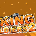 Askeri bir kask takmış bir figür, roketatar ile oyun başlığı olan King Soldiers 2 yazısının yanında gösterilmektedir