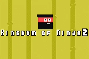 Sarı arka plan üzerinde basit tasarımlı bir ninja yüzü ve altında Kingdom of Ninja 2 yazısı