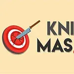 Bir hedef tahtasına saplanmış bıçak ve yanında Knife Master yazısı