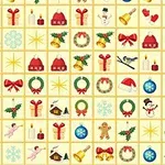 Noel temalı simgelerin olduğu, çam ağacı, kardan adam, Noel şapkası ve çelenk gibi unsurlar içeren karelerden oluşan desenli bir dizi