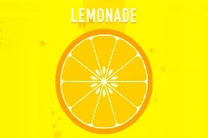 Sarı arka plan üzerinde, ortada bir dilim limon ve üst kısmında Lemonade yazısı bulunuyor