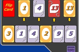 Üstteki dizilimde farklı numaralarla işaretlenmiş kartlar ve Flip Card yazılı kırmızı bir kart bulunan görüntü