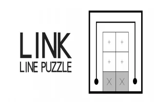 Link Line Puzzle yazısı, yanında kareler içinde artı ve çarpı işaretleri bulunan bir grafik