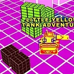 Piksel tarzında bir arka plan üzerinde sarı bir tank ve büyük harflerle LITTLE YELLOW TANK ADVENTURE yazısı
