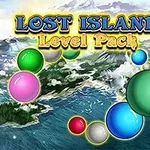 Renkli toplar ve deniz manzarası üzerinde Lost Island Level Pack yazısı