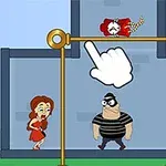 Üç karakterin bulunduğu, büyük bir el simgesinin metal çubuğu çıkarmak üzere olduğu bir çizim