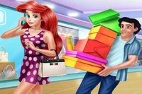 Ariel ve Eric, harika bir alışveriş günü için alışveriş merkezine