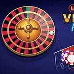 Bir rulet tekerleği, bahis masası üzerinde fişler ve yanında Lucky Vegas Roulette yazısı