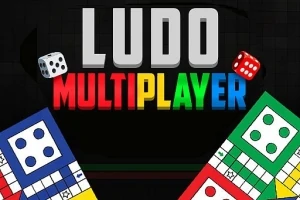 Ludo oyununun renkli zarlar ve oyun tahtaları bulunan grafik tasarımı