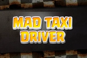 Siyah arka plan üzerinde büyük, sarı ve beyaz harflerle MAD TAXI DRIVER yazısı