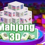 3D Mahjong taşları ve renkli arka plan üzerinde Mahjong 3D yazısı