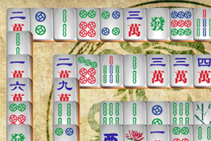 Mahjong Connect 2 Online Desenli ve sembollü taşların üst üste dizildiği bir düzen