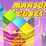 Renkli küplerin ve Mahjong Cubes yazısının yer aldığı mor arka planlı görsel