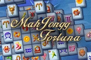 Zodyak sembolleri ve desenler içeren karoların üstünde MahJongg Fortuna yazısı