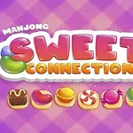 Mor kareli bir arka plan üzerinde, büyük ve renkli harflerle Sweet Connection yazısı, altında ise çeşitli renkli şeker ikonları