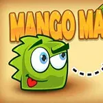 Yeşil, kalpli bir karakter, mango sembolüne doğru bakıyor; üstte MANGO MANIA yazısı bulunuyor