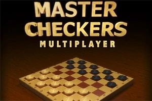 Master Checkers Multiplayer başlığı altında, bir dama tahtası üzerinde düzenlenmiş taşlar