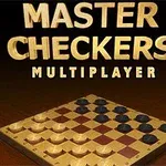 Master Checkers Multiplayer başlığı altında, bir dama tahtası üzerinde düzenlenmiş taşlar
