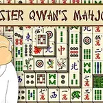 Yaşlı bir adam çizimi ve üzerinde Mahjong taşları bulunan arka plan