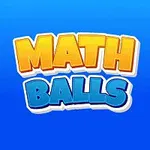 Mavi arka plan üzerinde ortada MATH BALLS yazısı ve köşelerde farklı renkli, içinde sayılar bulunan toplar