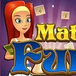 Kırmızı saçlı bir kadın karakter ve arkada matematik sembolleri bulunan Math Fun yazısı