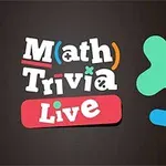 Renkli matematik sembolleri ve stilize edilmiş yazı ile Math Trivia Live başlığı