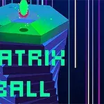 Yeşil ve mavi tonlarında, üzerine top yerleştirilmiş çokgen bir kule ve Matrix Ball metni