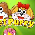 Sevimli köpek ve kedi karakterlerinin yer aldığı, Meet Puppy yazılı yeşil zeminli hareketli bir çizim