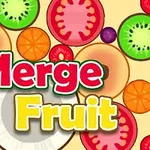 Dilimin üzerine dilimlenmiş meyveler arasında büyük kırmızı ve sarı yazılarla Merge Fruit yazısı bulunuyor