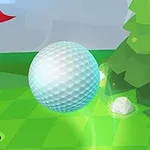 Yeşil bir zemin üzerinde delik ve bayrak yanında duran parlayan bir golf topu