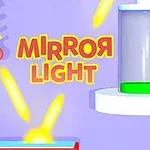 Mirror Light Renkli bir arka plan üzerinde, Mirror Light yazısı ve çeşitli parlak ışık efektleri ile birlikte tüp benzeri nesneler